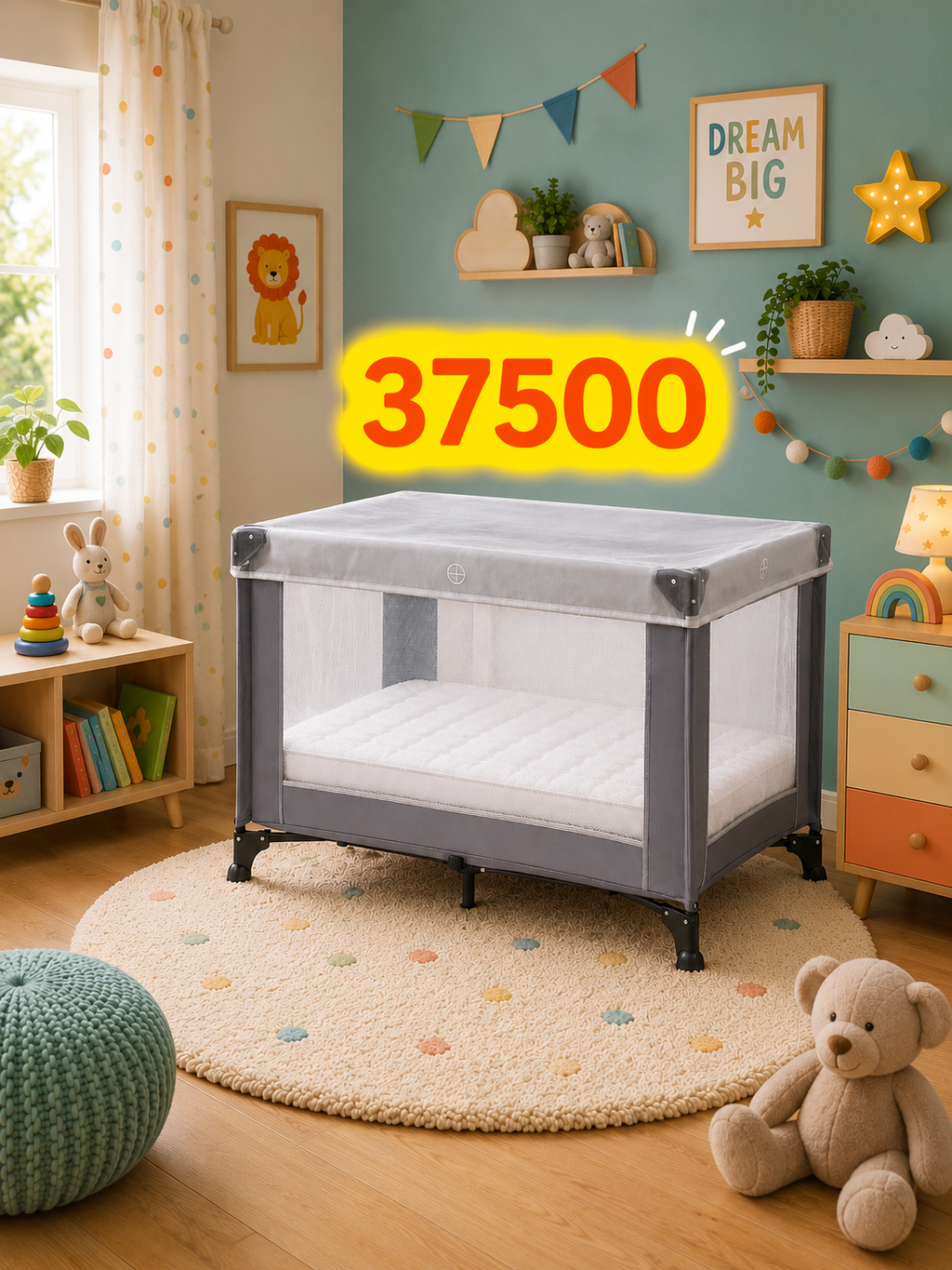 LIT BÉBÉ 0/3 ANS + MATELAS OFFERT + MOUSTIQUAIRE OFFERTE