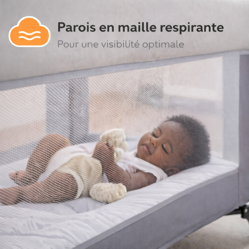 LIT BÉBÉ + MATELAS ORTHOPÉDIQUE + MOUSTIQUAIRE