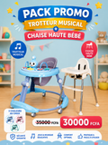 PACK PROMO TROTTEUR MUSICAL + CHAISE HAUTE BÉBÉ