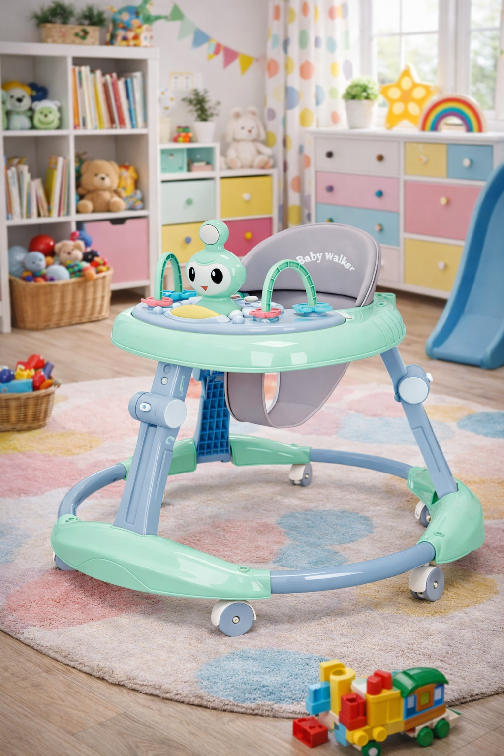 PACK PROMO TROTTEUR MUSICAL + CHAISE HAUTE BÉBÉ