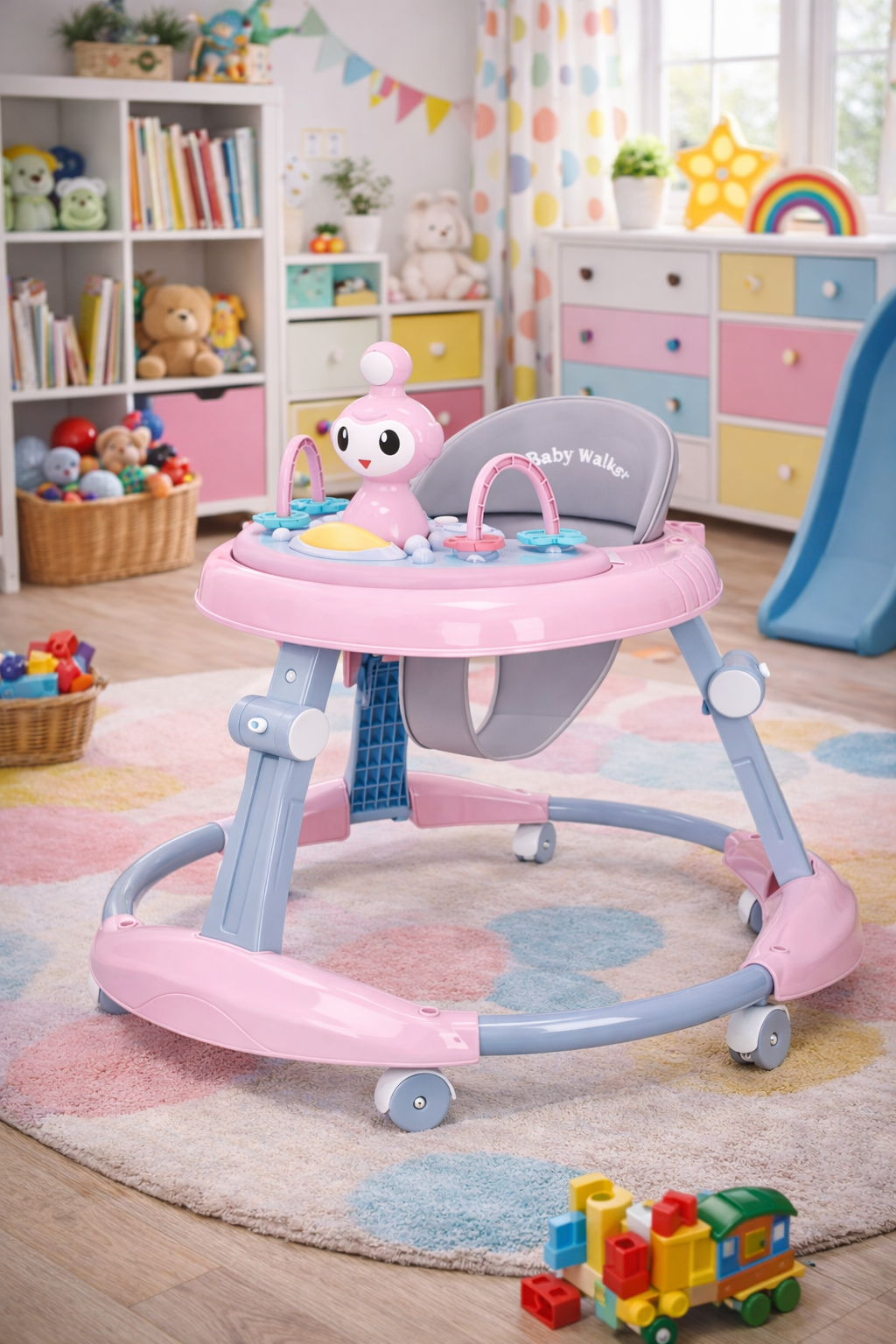 PACK PROMO TROTTEUR MUSICAL + CHAISE HAUTE BÉBÉ